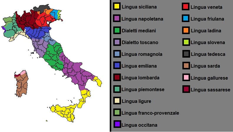 Lingue minoritarie d'Italia per provincia.