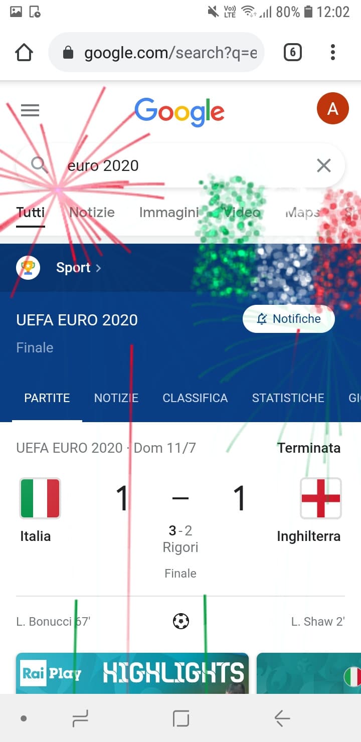 Google omaggia l'Italia Campione d'Europa