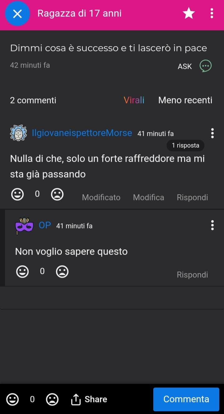 Cosa vuoi sapere da me ragazza di 17 anni allora