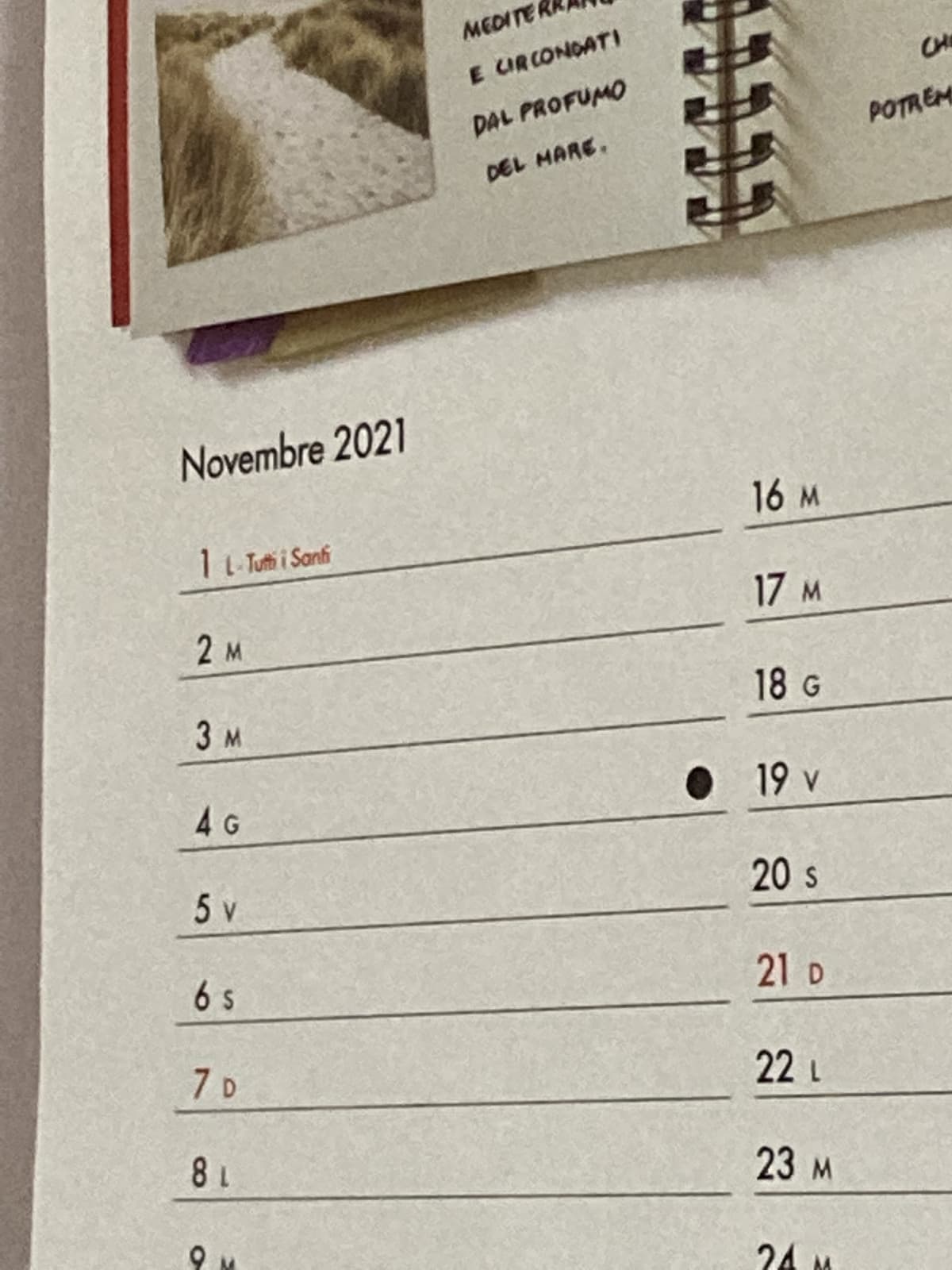 Mia madre stamattina: “oh no è luglio, dobbiamo sistemare il calendario!”. Il calendario che c’è in camera mia: