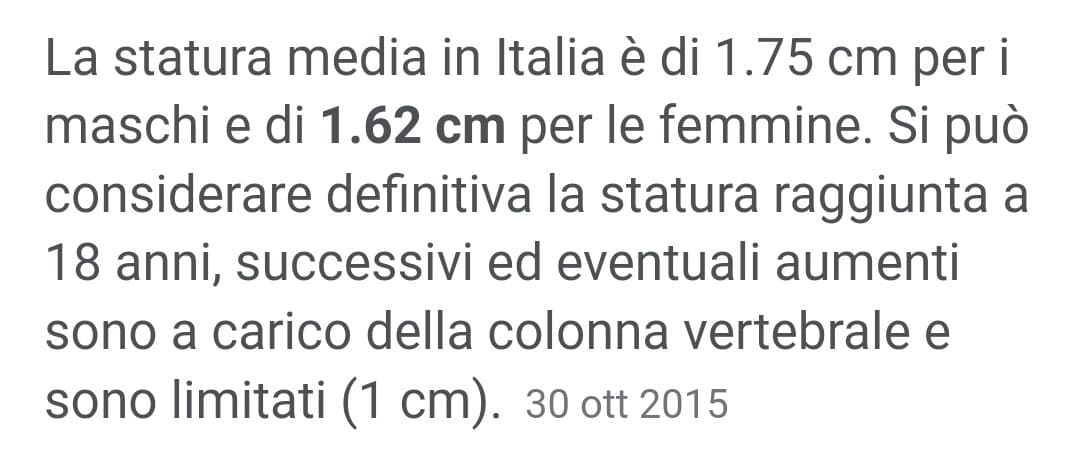 Ma che cazz ma dai. Io non ci credo però. Cioè io dovrei essere 10 cm in più della media? Come fanno le donne ad essere così nane wtf. Io conosco solo ragazze alte- del tipo mia madre 170, io 172, mia cugina 174