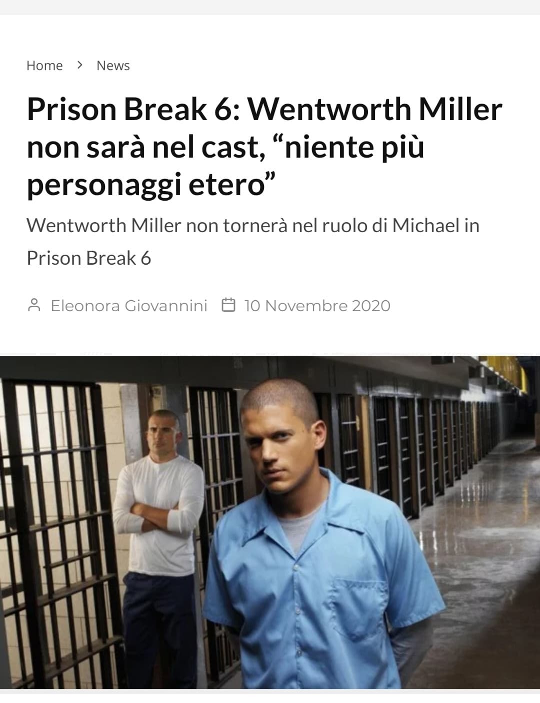 NO BRO, AO NON SCHERZIAMO, TU SEI LA MIA FOTTUTISSIMA CRUSH E HO BISOGNO DI VEDERTI IN PRISON BREAK 6, OK?