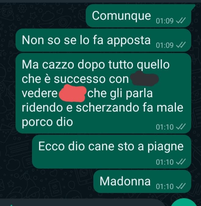 Si può parlare con chi vuole ma almeno abbi un poco di cuore dio, sai benissimo quanto ci sono stata male...