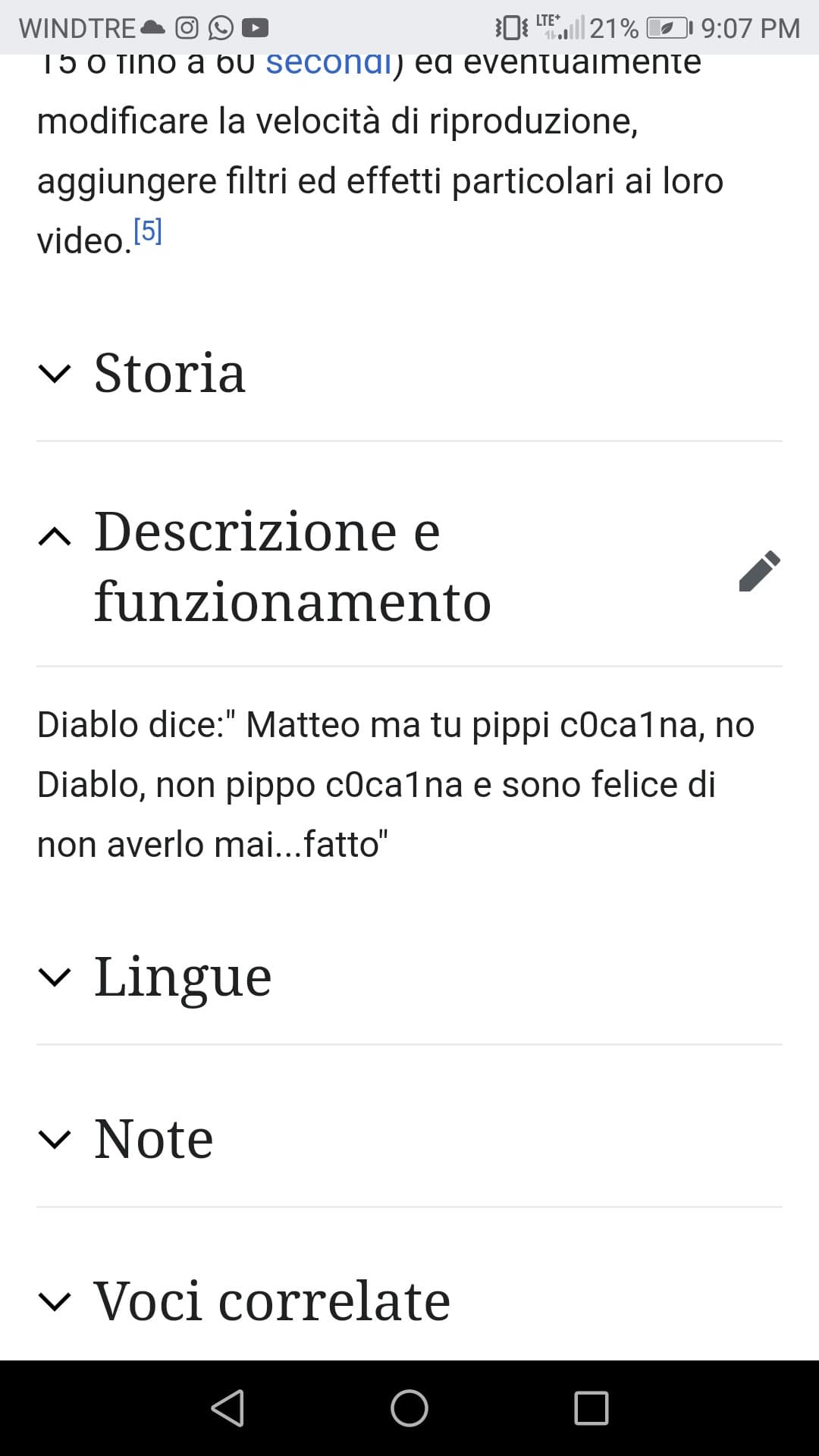 Raga andate a cercare su internet "tik tok wikipedia" e nella sezione descrizione è funzionamento vi uscirà questo...non so chi lo abbia modificato, ma è un genio ahahah. 