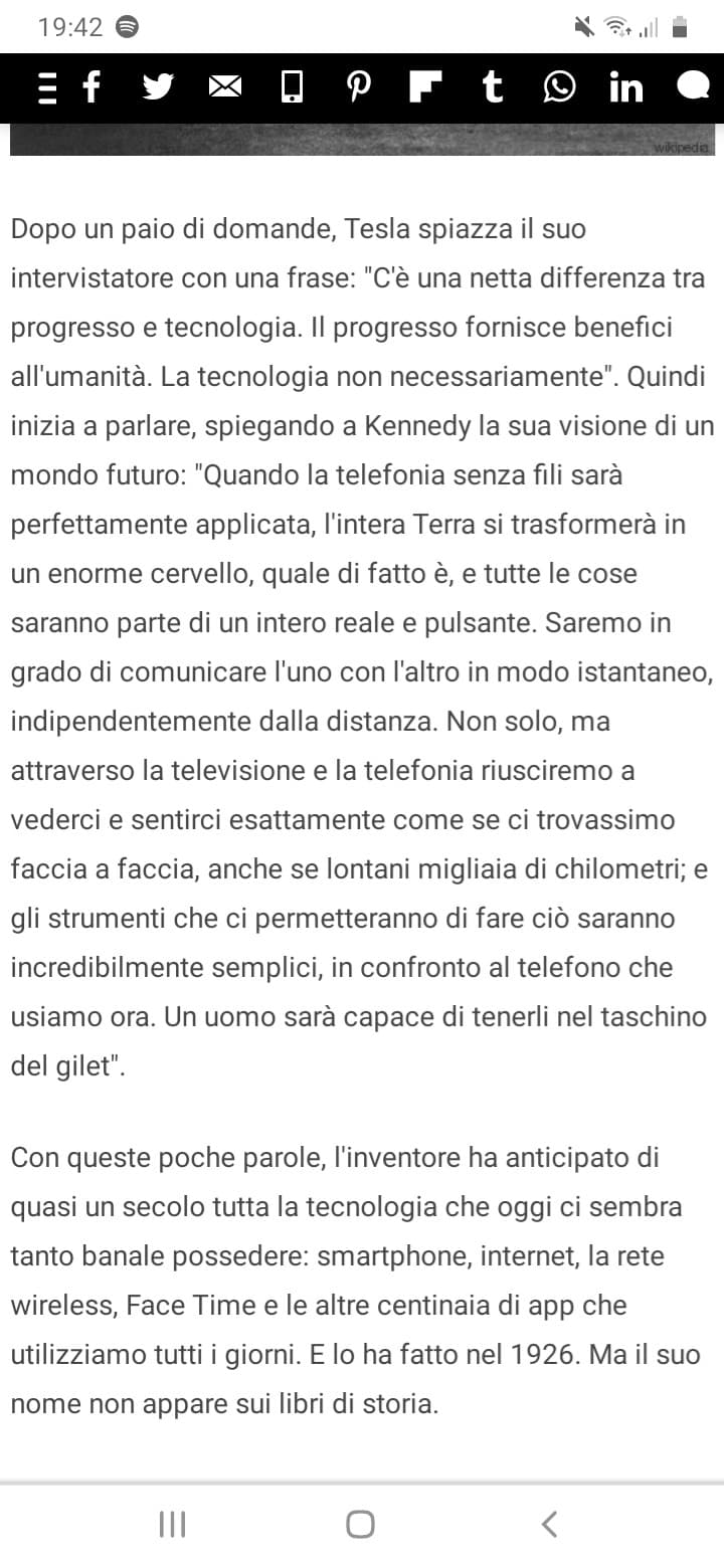 Quando Tesla previde l'invenzione del telefono. Lo adoro troppo quest'uomo ♥️