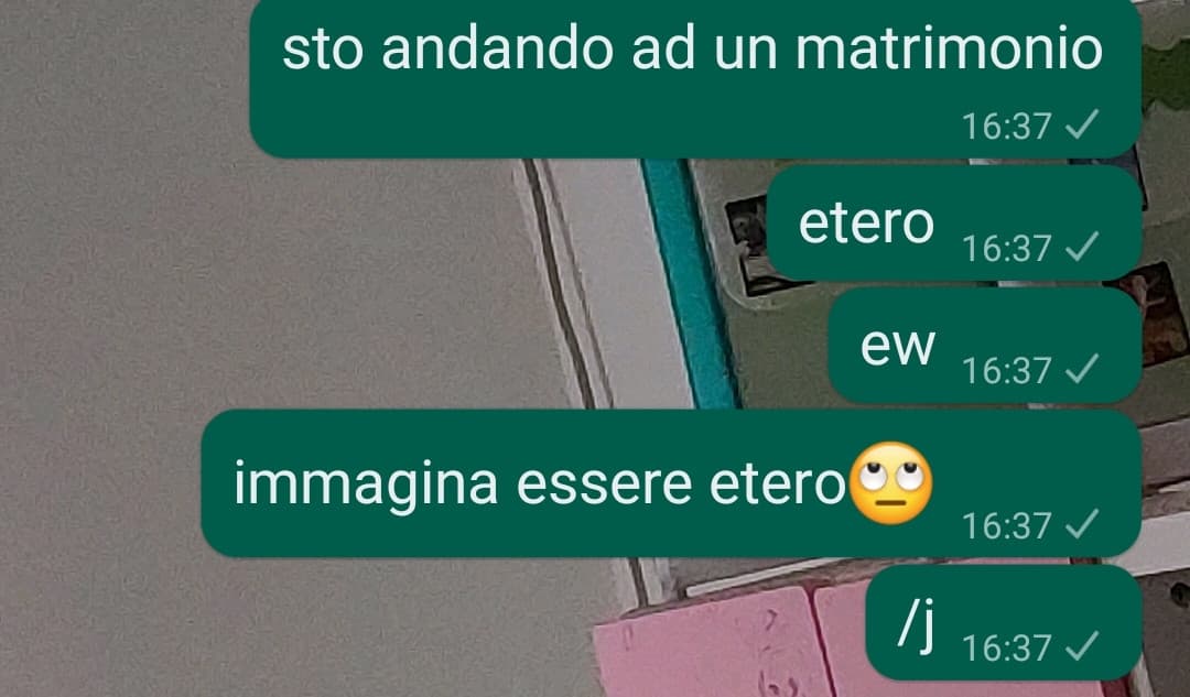 raga imparate le tonetags per favore uso l'ironia, sono ironico quando dico cose tipo "ew etero/gay" sono puramente ironico e /j significa joke ragq