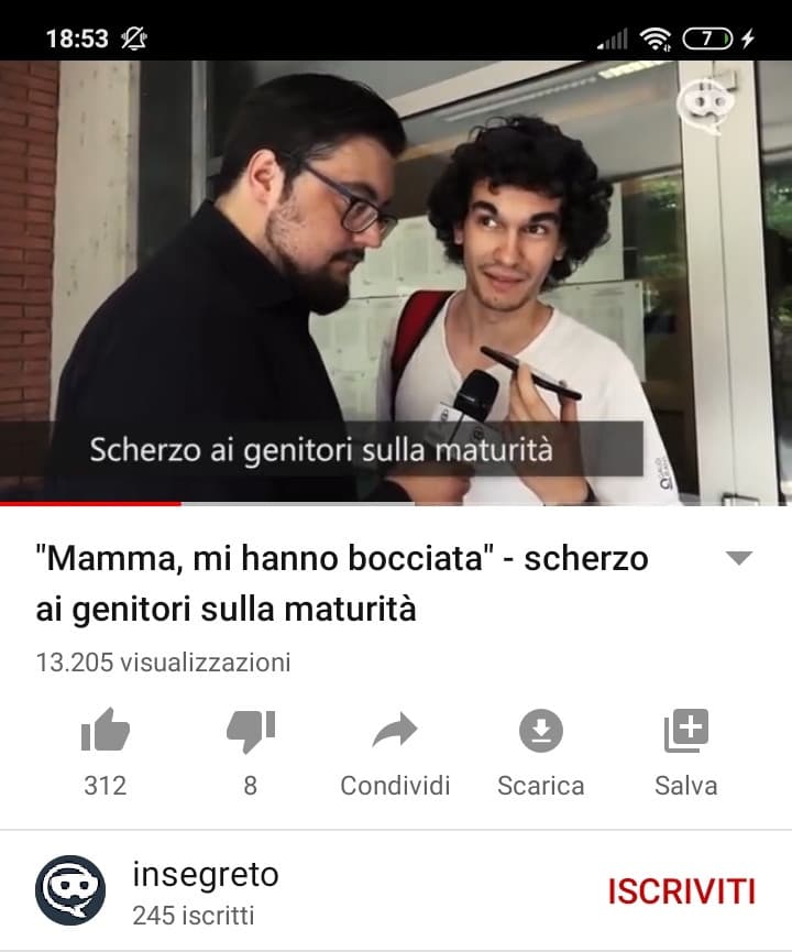 Ero su YouTube e mi esce questo nei consigliati