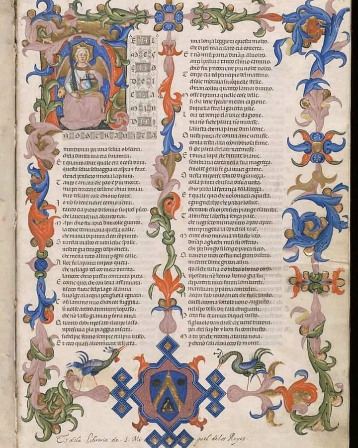 Manoscritto decorato della "Divina Commedia". Risale alla fine del 1300. 