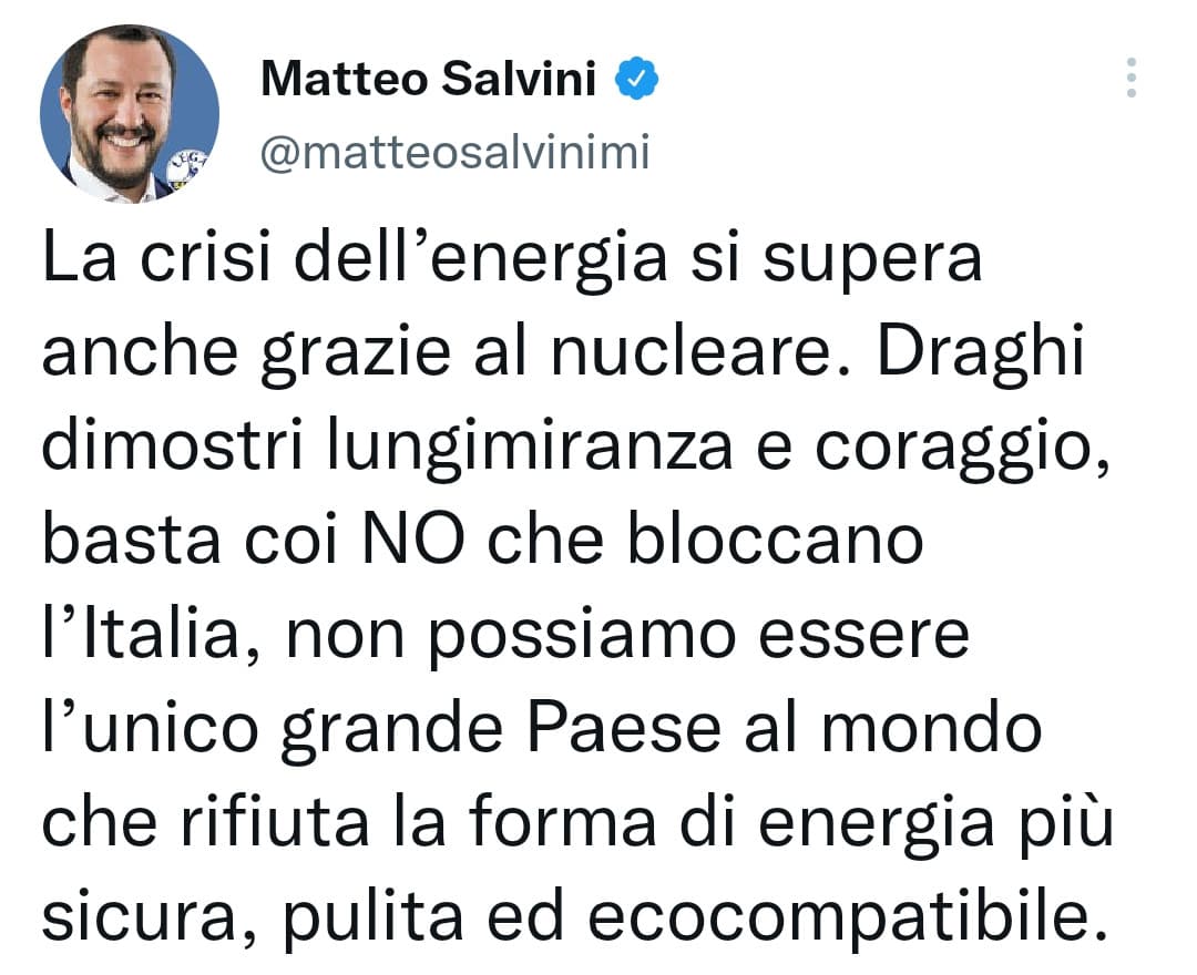 No, non è possibile. Non posso essere d'accordo con Salvini 